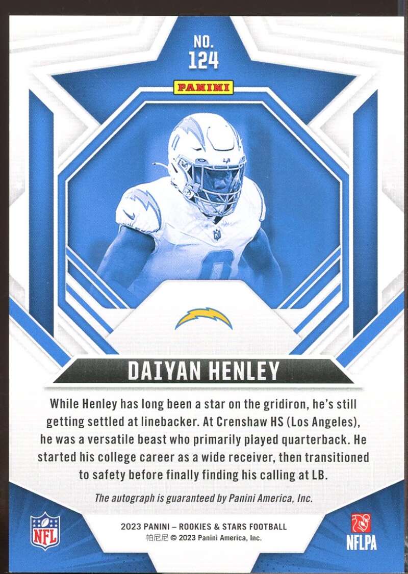 Daiyan Henley /299 Card 2023 Rookies and Stars Rookie Autograph #124  Image 2