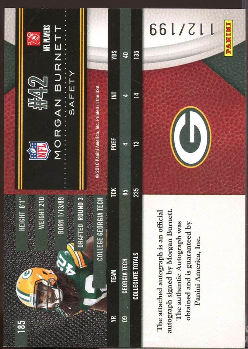 Morgan Burnett Card 2010 Limited Phenoms Monikers Autographs Silver #185  Image 2