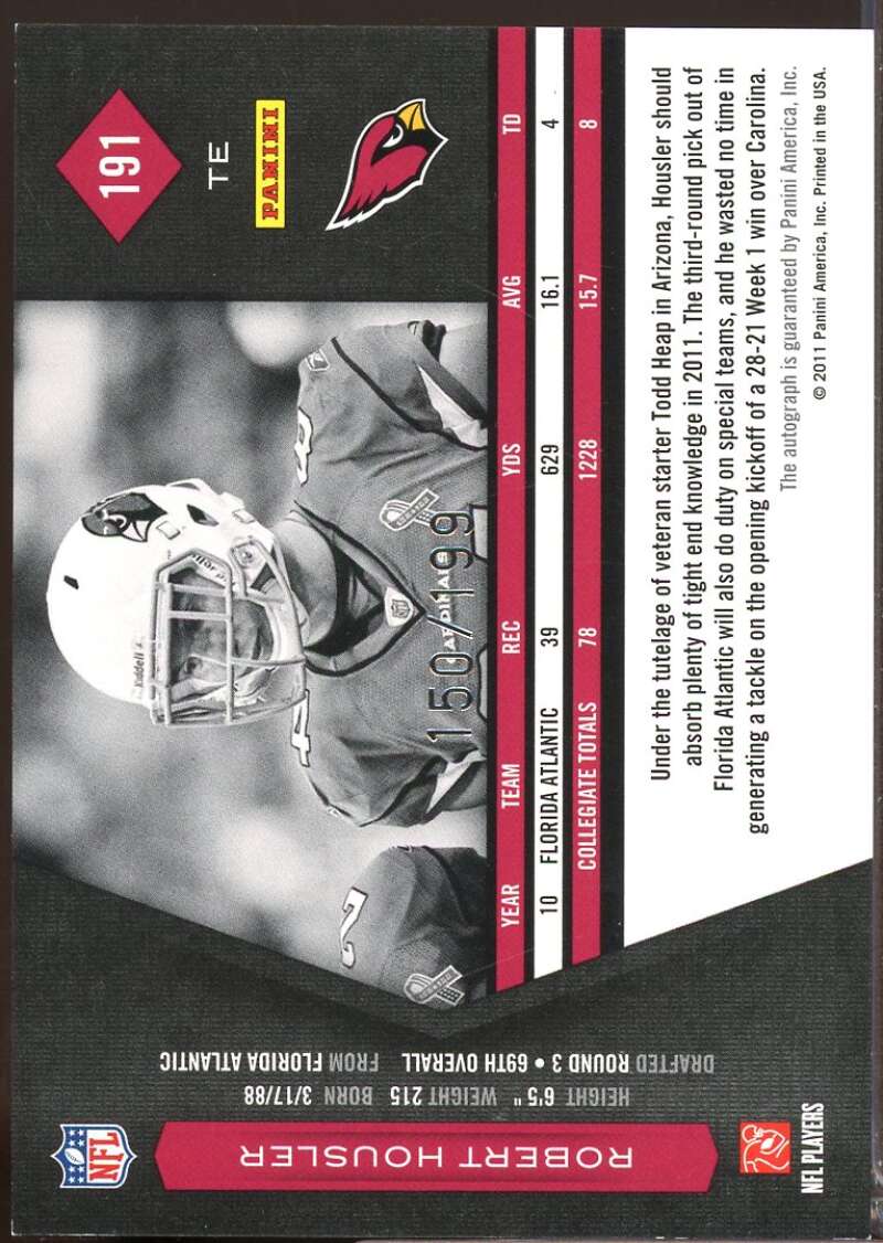 Robert Housler /199 Card 2011 Limited Phenoms Monikers Autographs Silver #191  Image 2