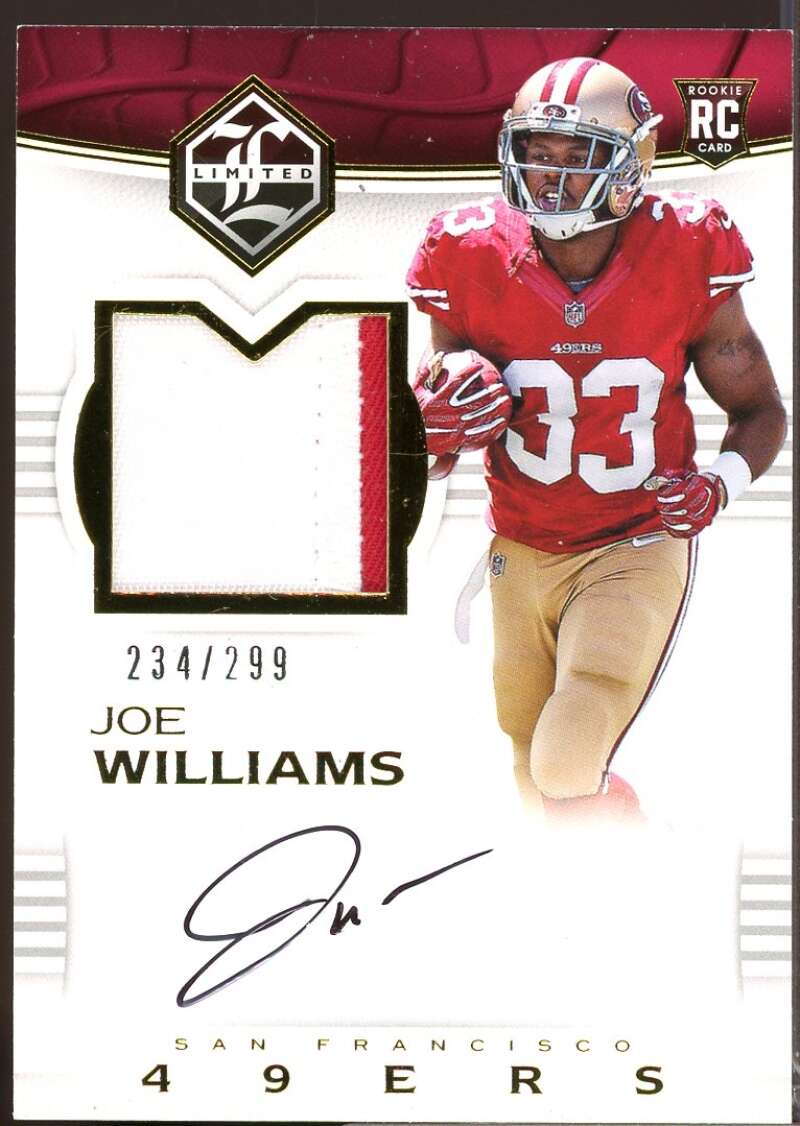 Joe Williams /299 RC Card 2017 Limited Rookie Jersey Autograph #122  Image 1
