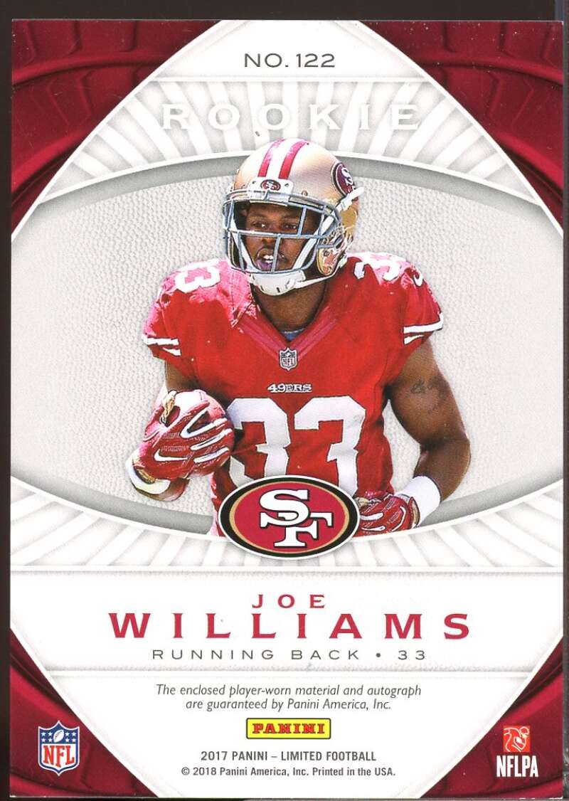 Joe Williams /299 RC Card 2017 Limited Rookie Jersey Autograph #122  Image 2