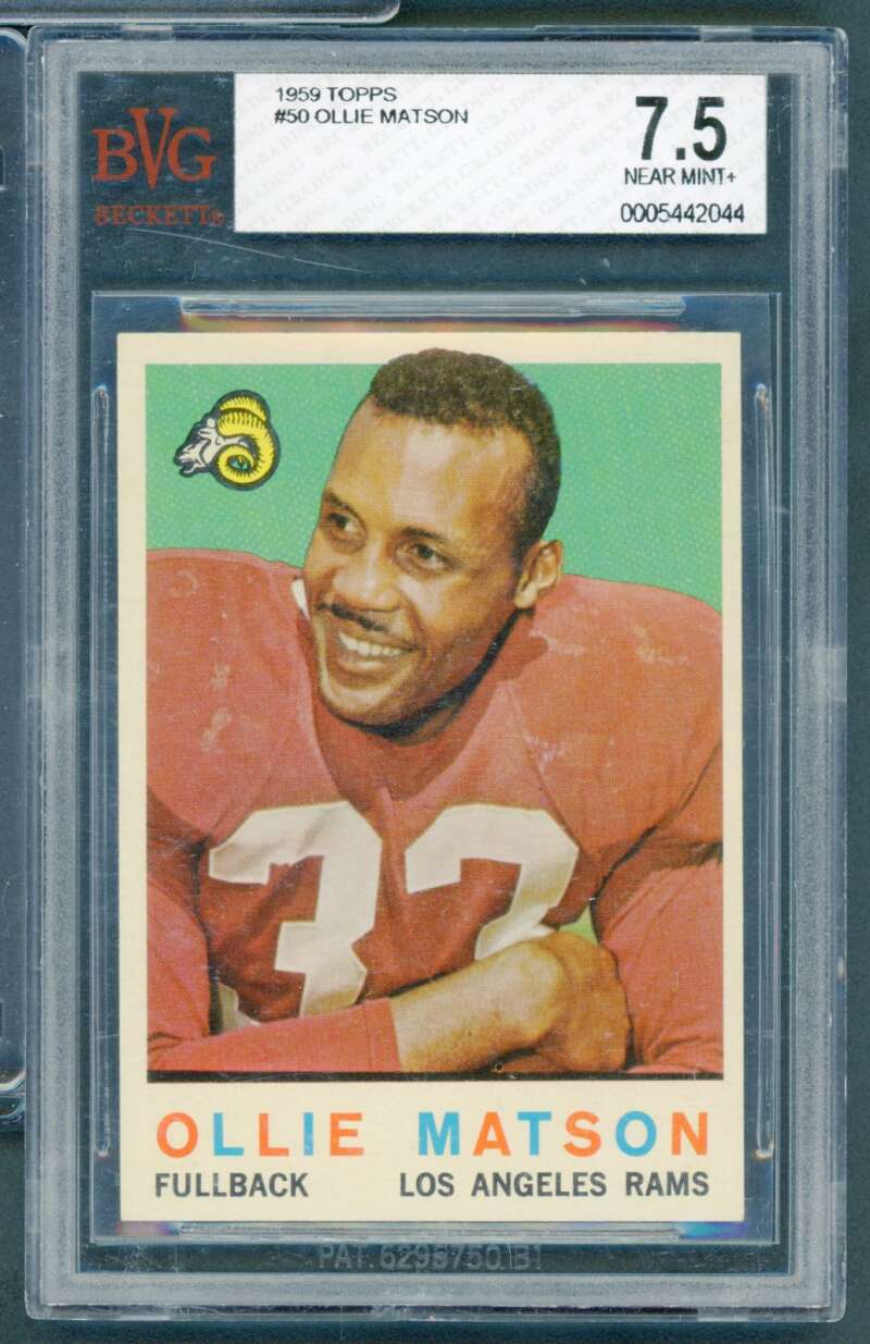Ollie Matson Card 1959 Topps #50 BGS BVG 7.5 Image 1