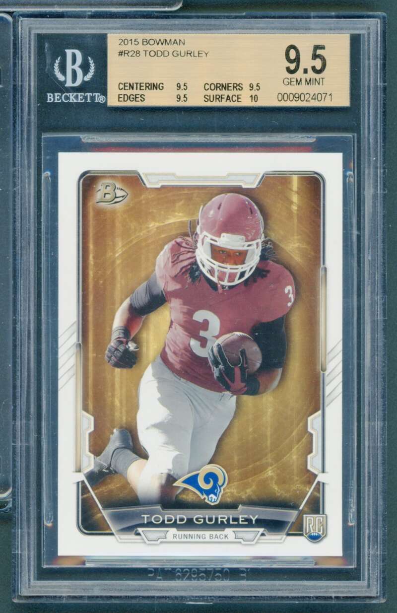 Todd Gurley Rookie Card 2015 Bowman #R28 BGS 9.5 Image 1