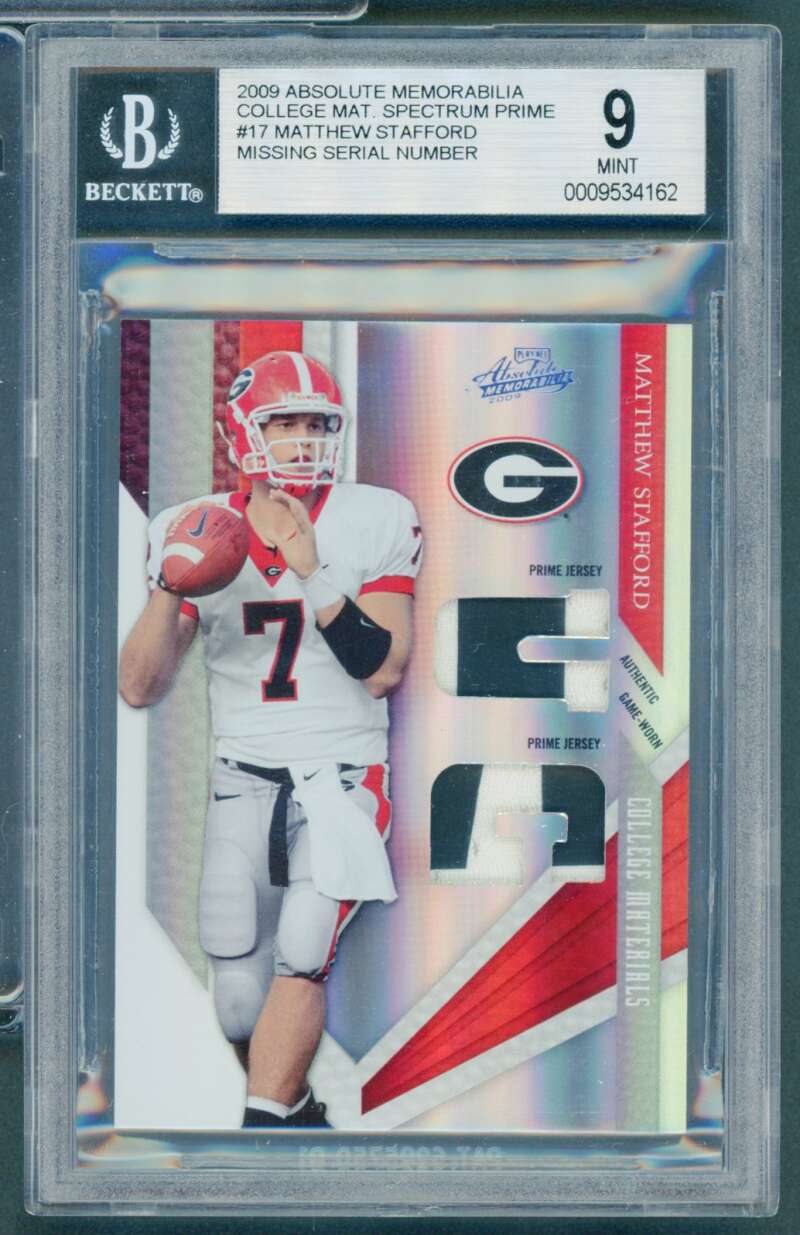 Matthew Stafford Rookie Card 2009 Absolute Memorabilia Spectrum Prime #17 BGS 9 Image 1