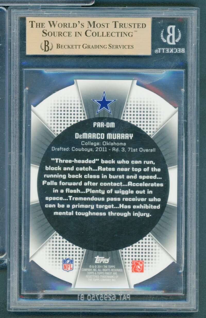 DeMarco Murray Rookie Card 2011 Finest Atomic Rookie #FARDM BGS 9.5 Image 2