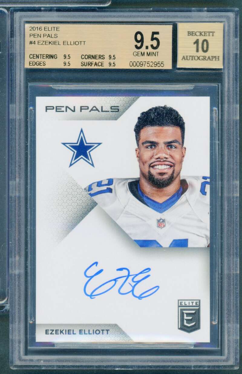 Ezekiel Elliott Rookie Card 2016 Elite Pen Pals #4 BGS 9.5 Image 1