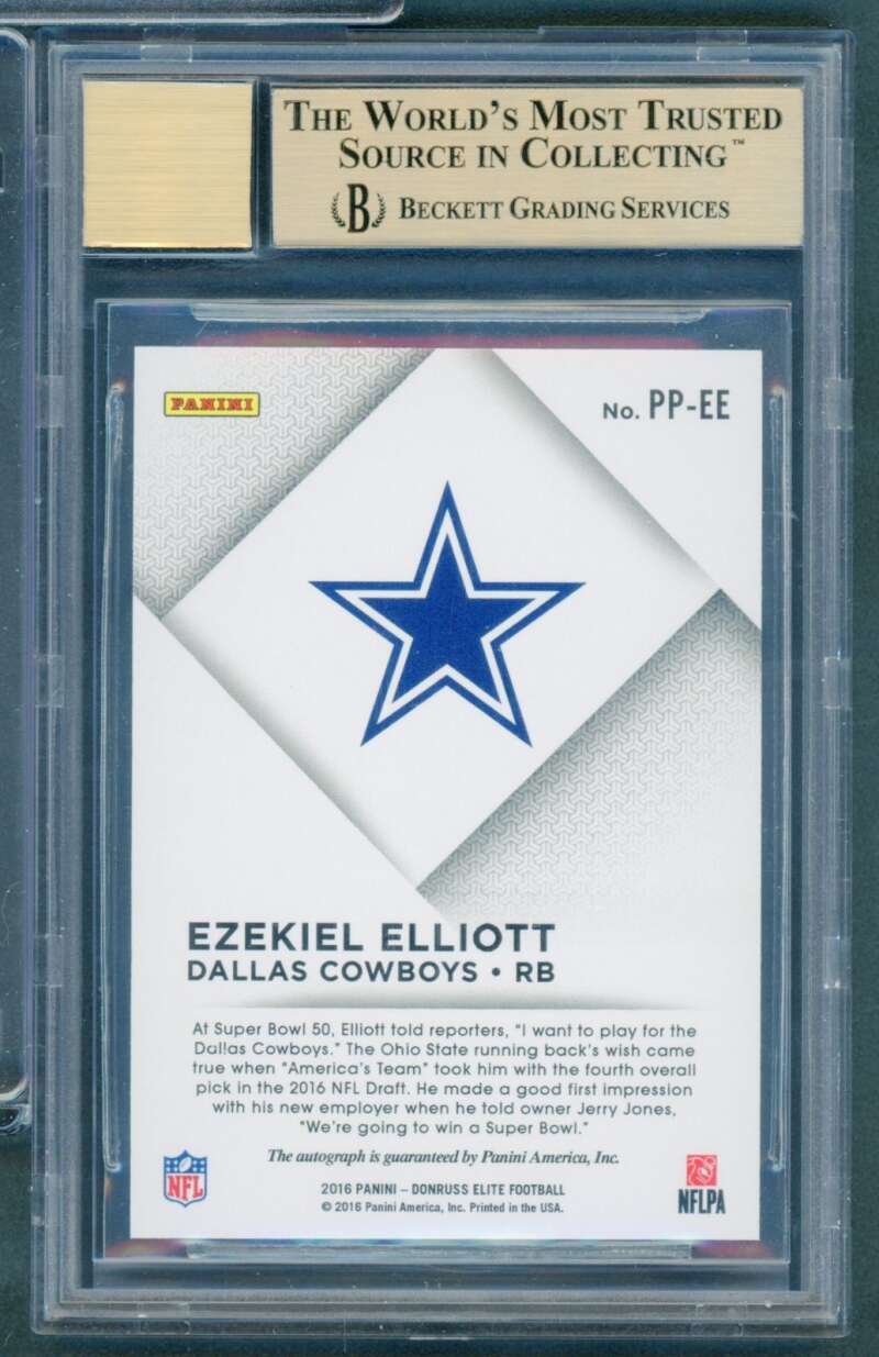 Ezekiel Elliott Rookie Card 2016 Elite Pen Pals #4 BGS 9.5 Image 2