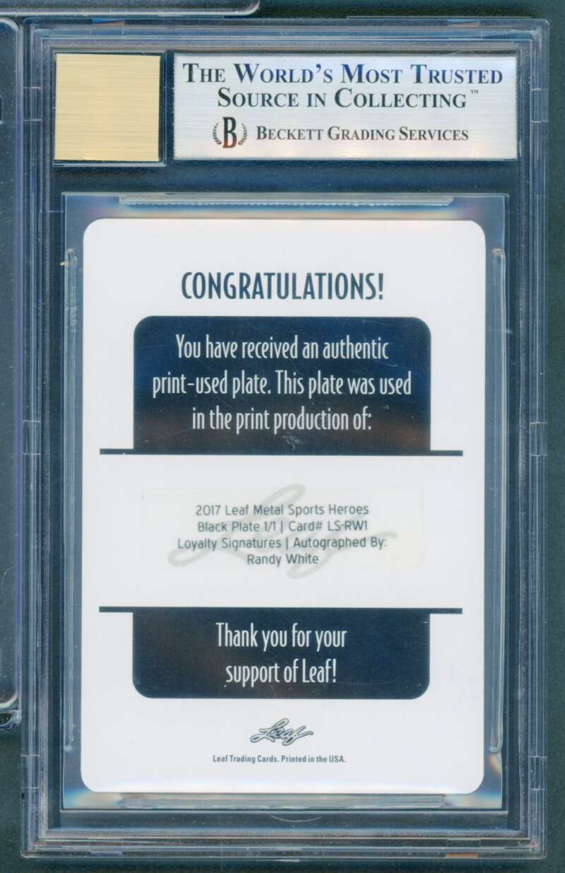 Randy White 2017 Sports Heroes Loyalty Signatures Black (1 of 1) #Lsrw1 BGS 9 Image 2