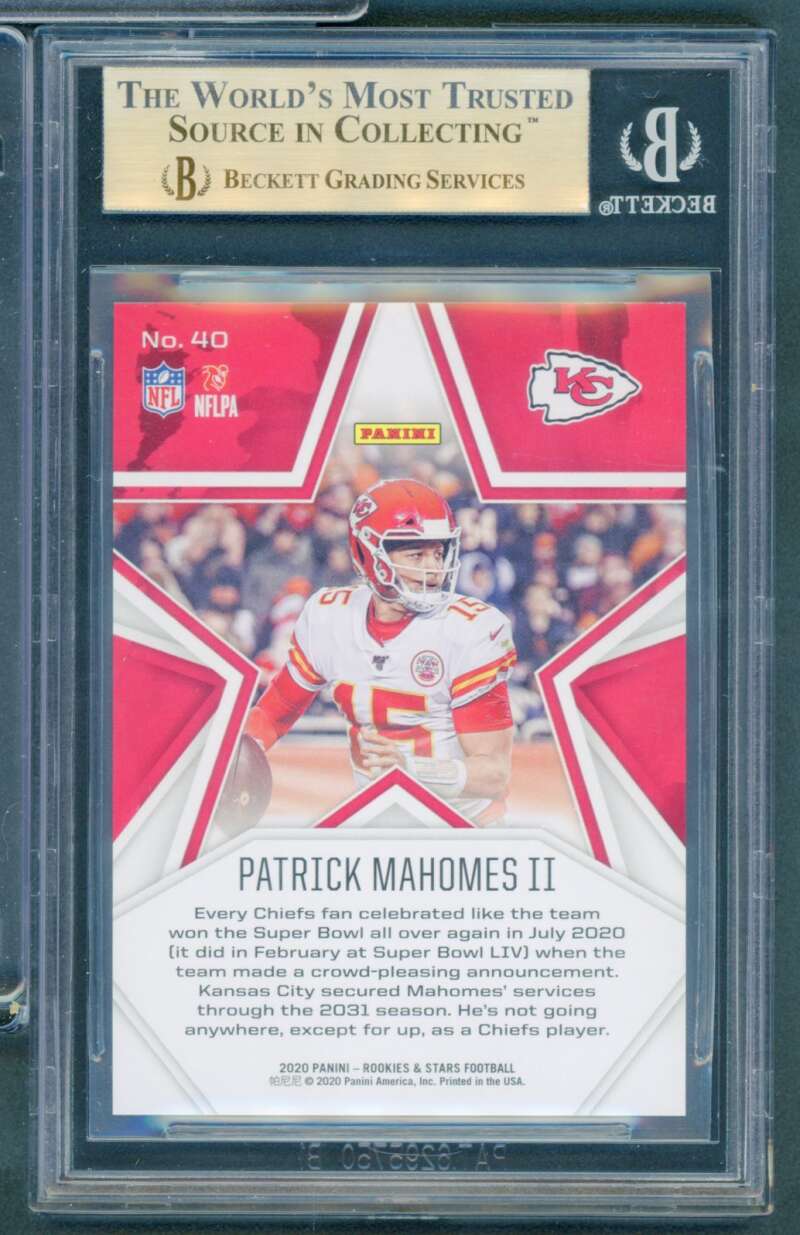 Patrick Mahomes II Card 2020 Rookies Stars Platinum (serial 1 of 1) #40 BGS 9.5 Image 2