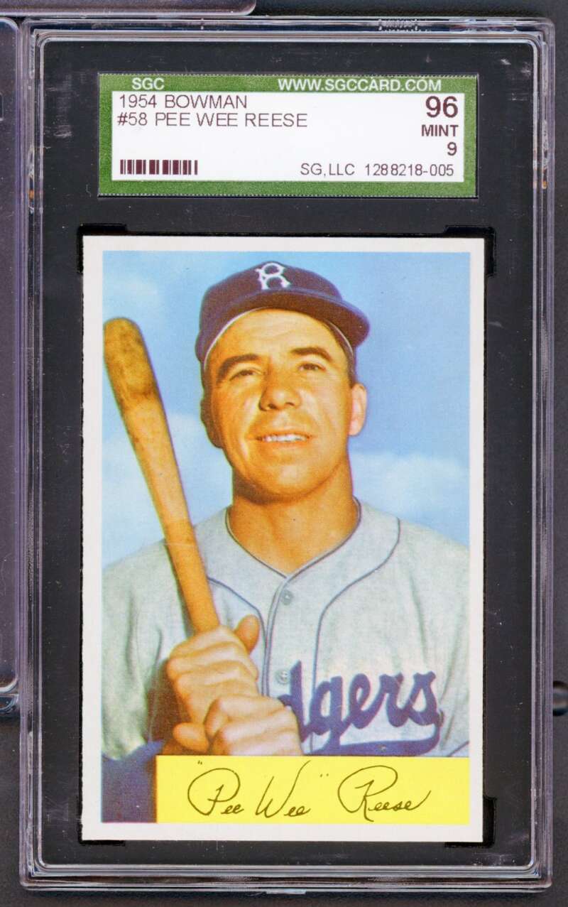 Pee Wee Reese Card 1954 Bowman #58 (pop 2) SGC 9 Image 1
