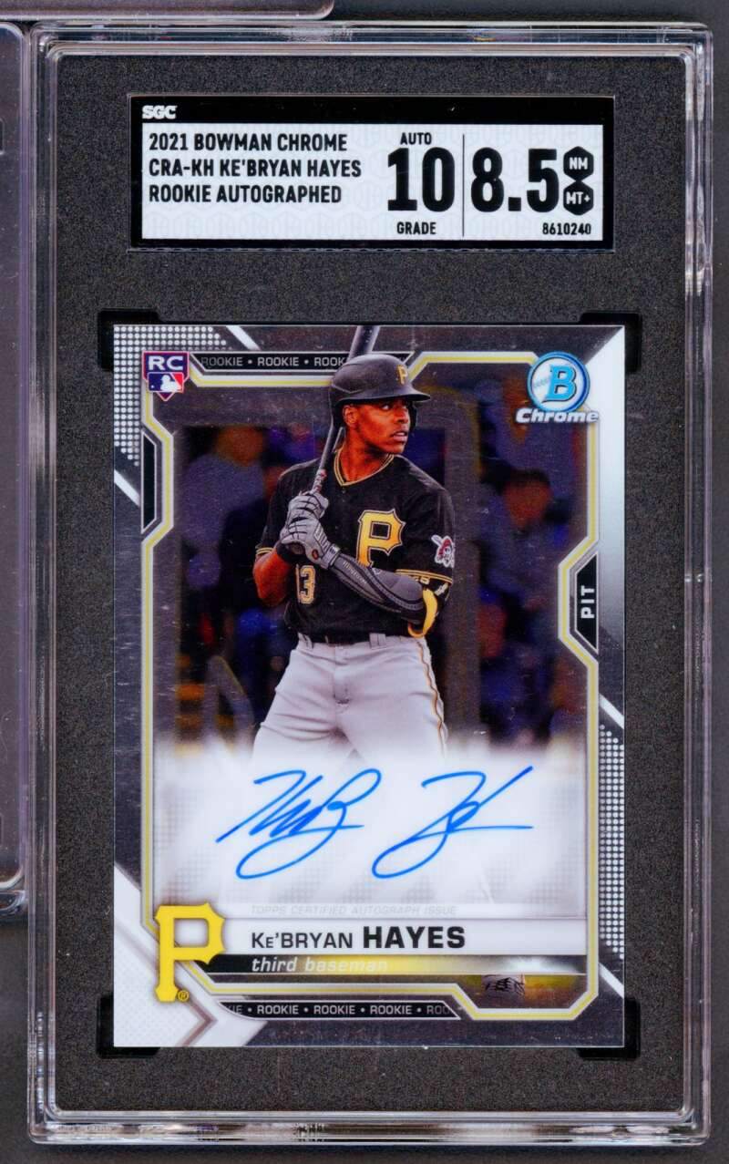 Ke'Bryan Hayes Rookie Card 2021 Bowman Chrome #86 SGC 8.5 Auto 10 Image 1