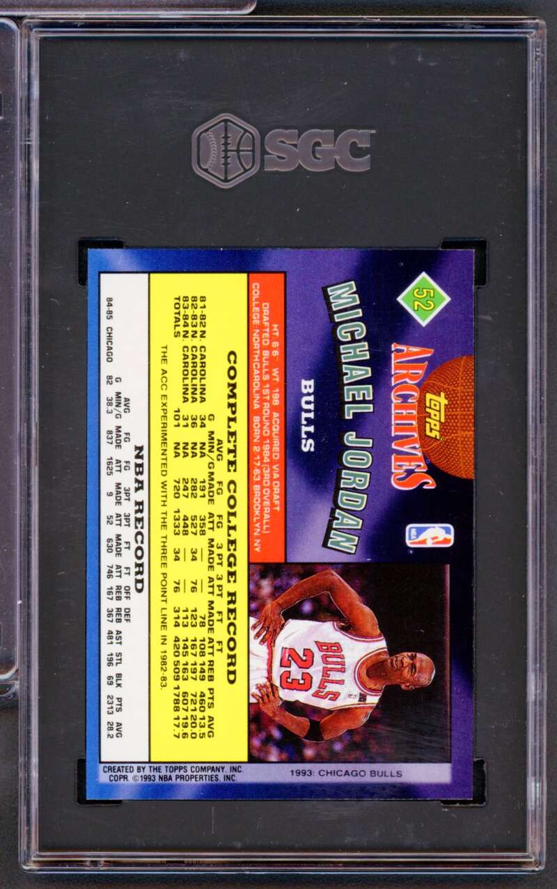 Michael Jordan Card 1992-93 Topps Archives #52 SGC 8.5 Image 2