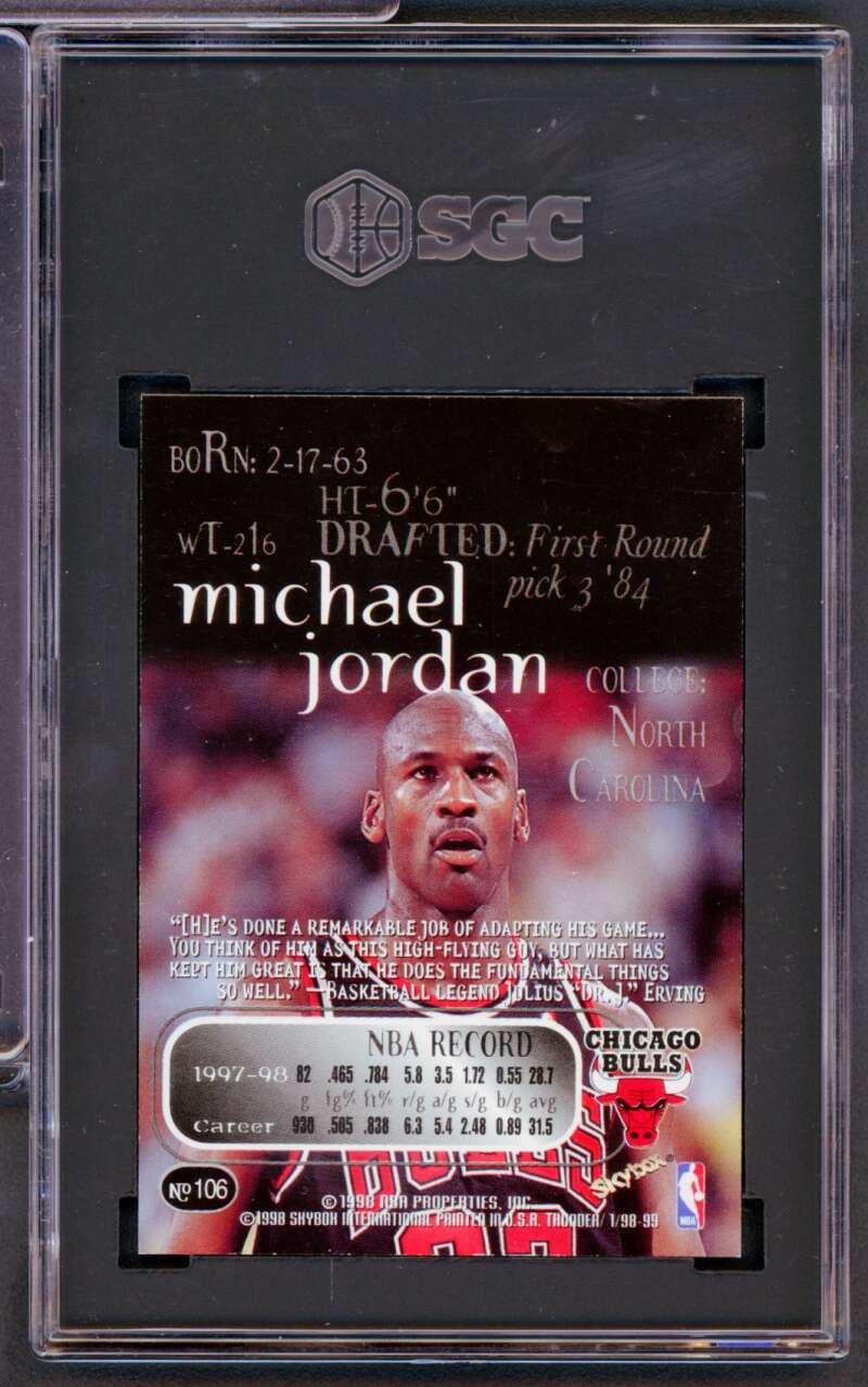 Michael Jordan Card 1998-99 SkyBox Thunder #106 SGC 8.5 Image 2