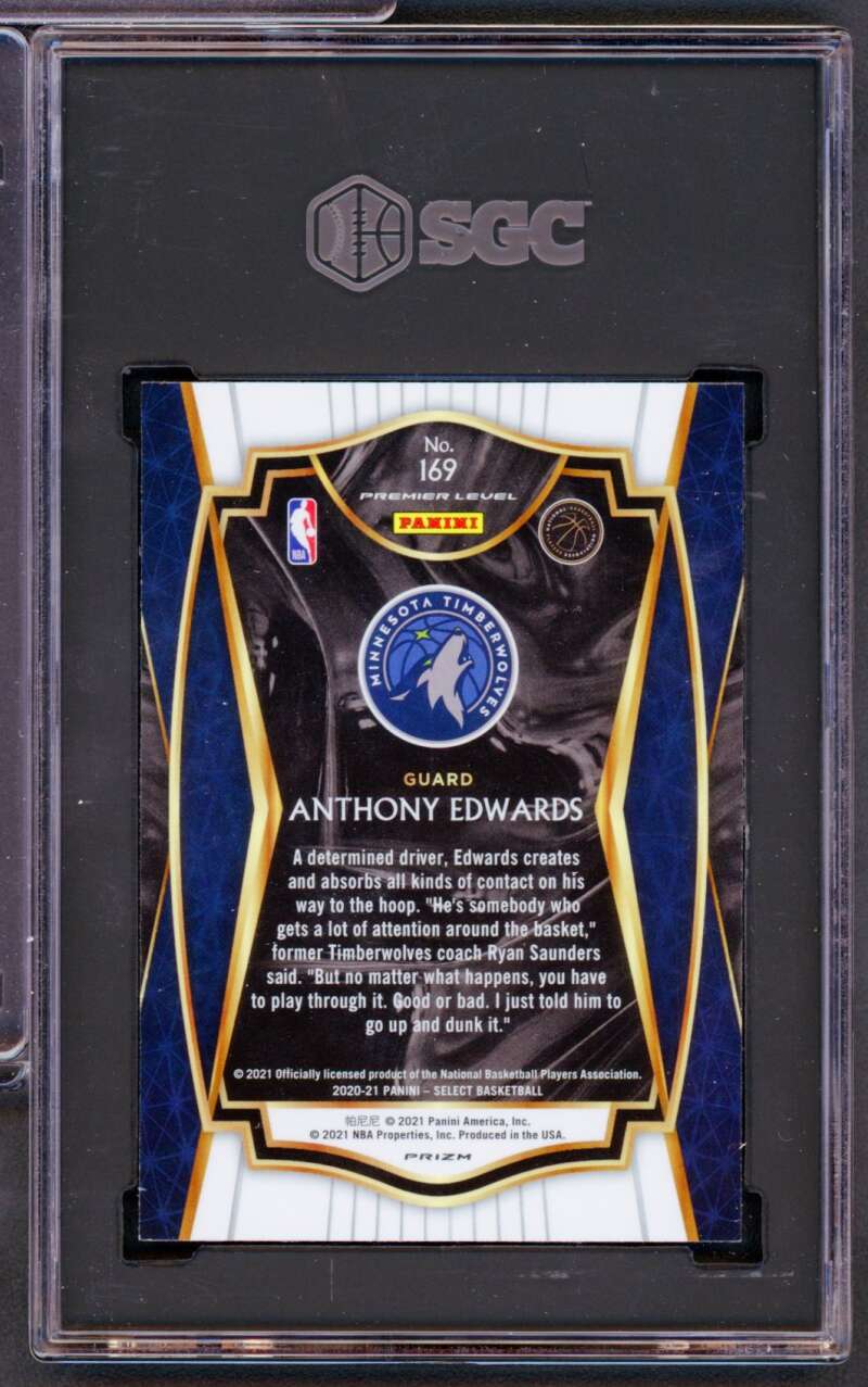 Anthony Edwards Rookie Card 2020-21 Select Red White Green Ice Prizm #169 SGC 9 Image 2