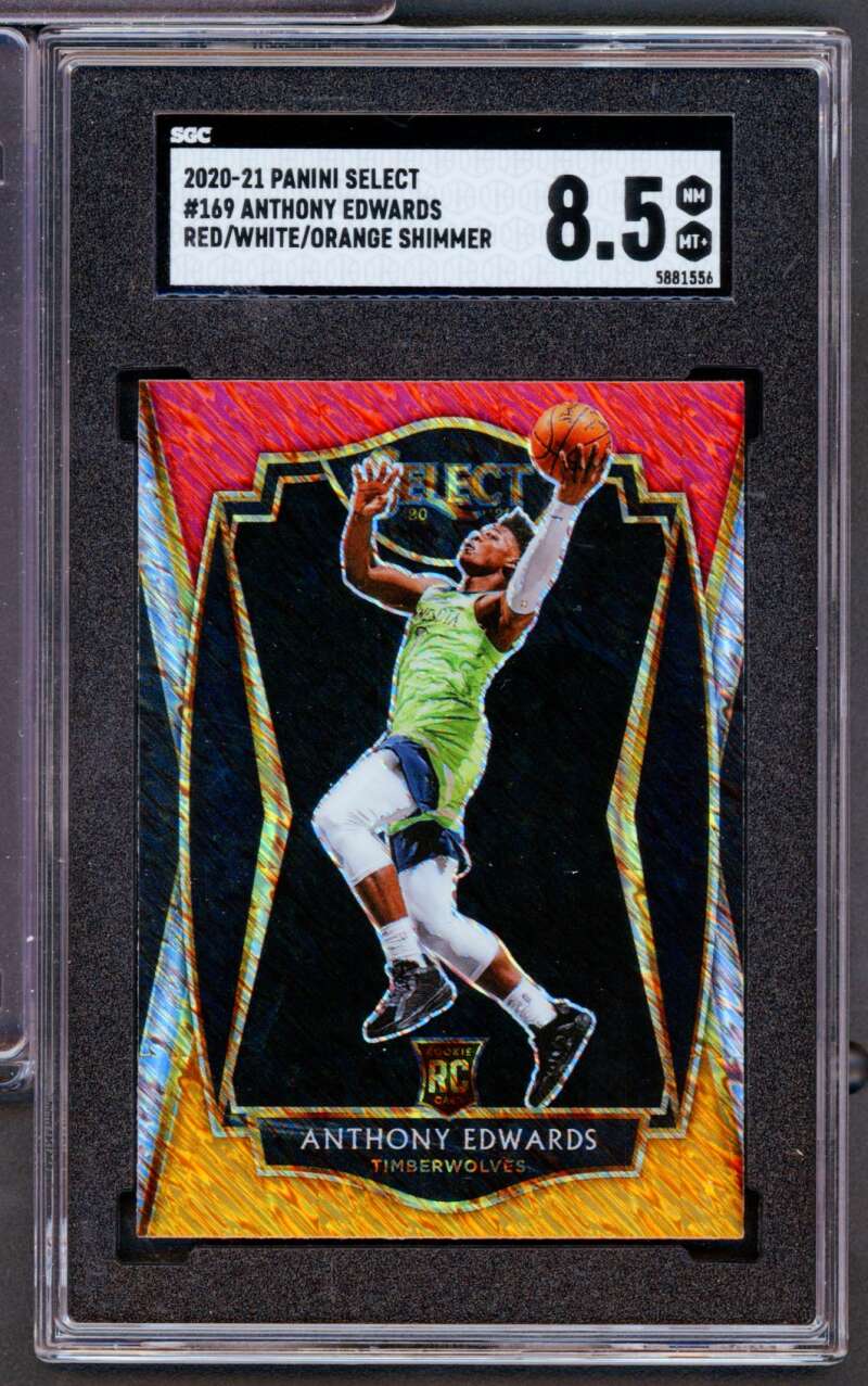 Anthony Edwards Rookie Card 2020-21 Select Red White Orange Shimmer #169 SGC 8.5 Image 1