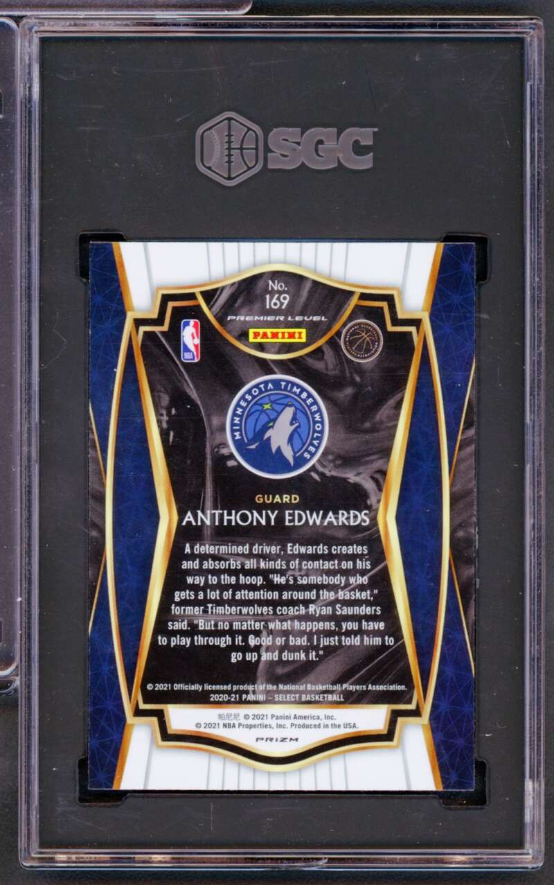 Anthony Edwards Rookie Card 2020-21 Select Red White Orange Shimmer #169 SGC 8.5 Image 2