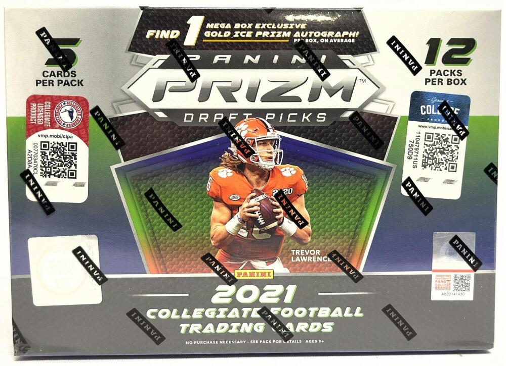2021 Panini Prizm Draft Picks Football Mega Box (Gold Ice Prizms!) Image 1