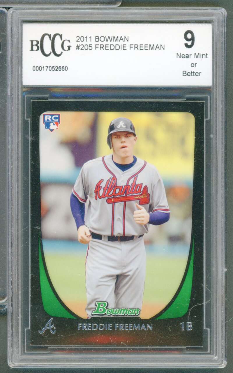 Freddie Freeman Rookie Card 2011 Bowman #205 BGS BCCG 9 Image 1