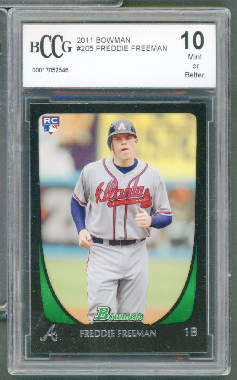 Freddie Freeman Rookie Card 2011 Bowman #205 BGS BCCG 10 Image 1
