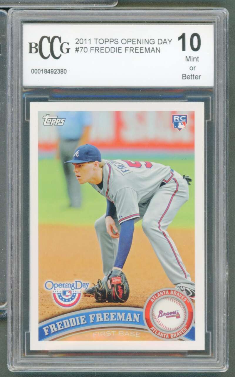 Freddie Freeman Rookie Card 2011 Topps Opening Day #70 BGS BCCG 10 Image 1