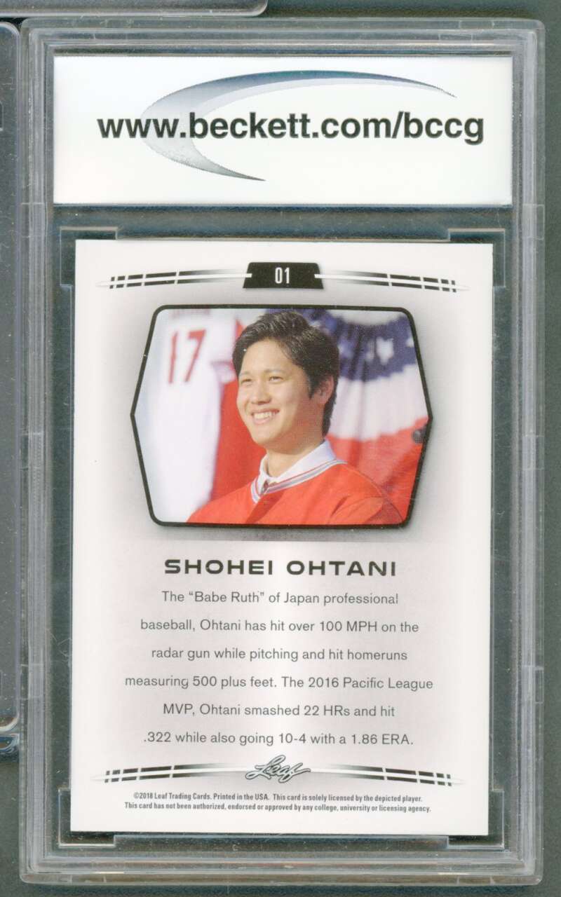 Shohei Ohtani Rookie Card 2018 Leaf #01 BGS BCCG 10 Image 2