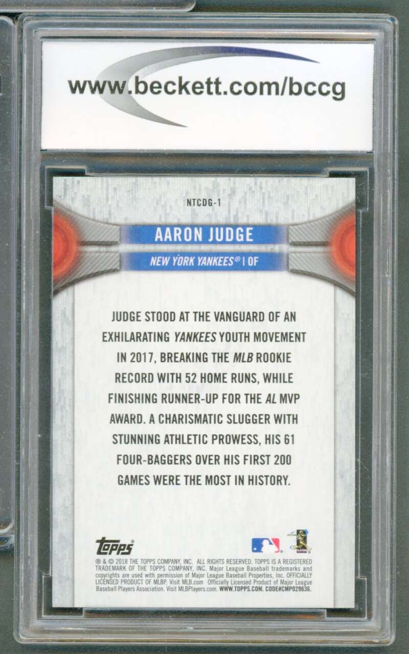Aaron Judge Card 2018 Topps Nat Baseballl Card Day #Ntcdg1 BGS BCCG 10 Image 2