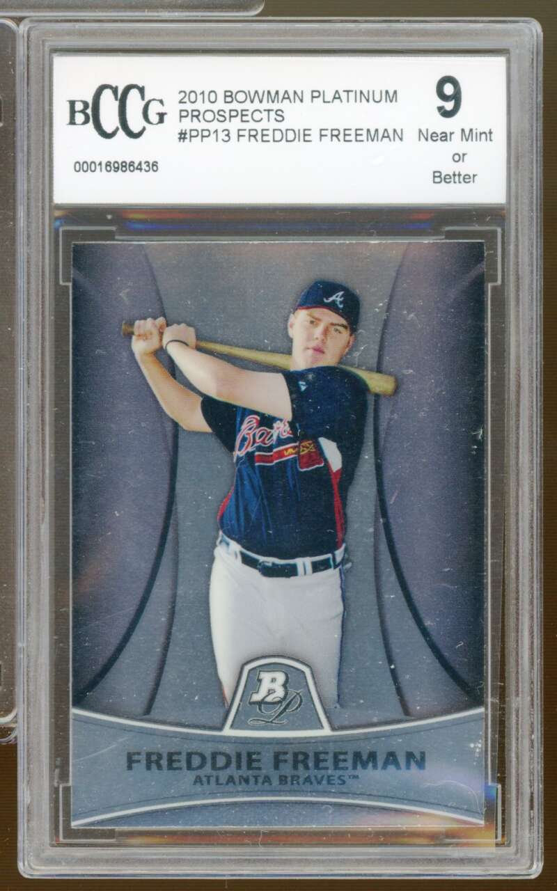 Freddie Freeman Rookie Card 2010 Bowman Platinum Prospects #PP13 BGS BCCG 9 Image 1