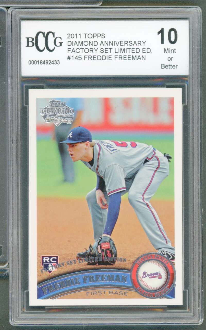 Freddie Freeman Rookie 2011 Topps Diamond Anniversary Factory #145 BGS BCCG 10 Image 1