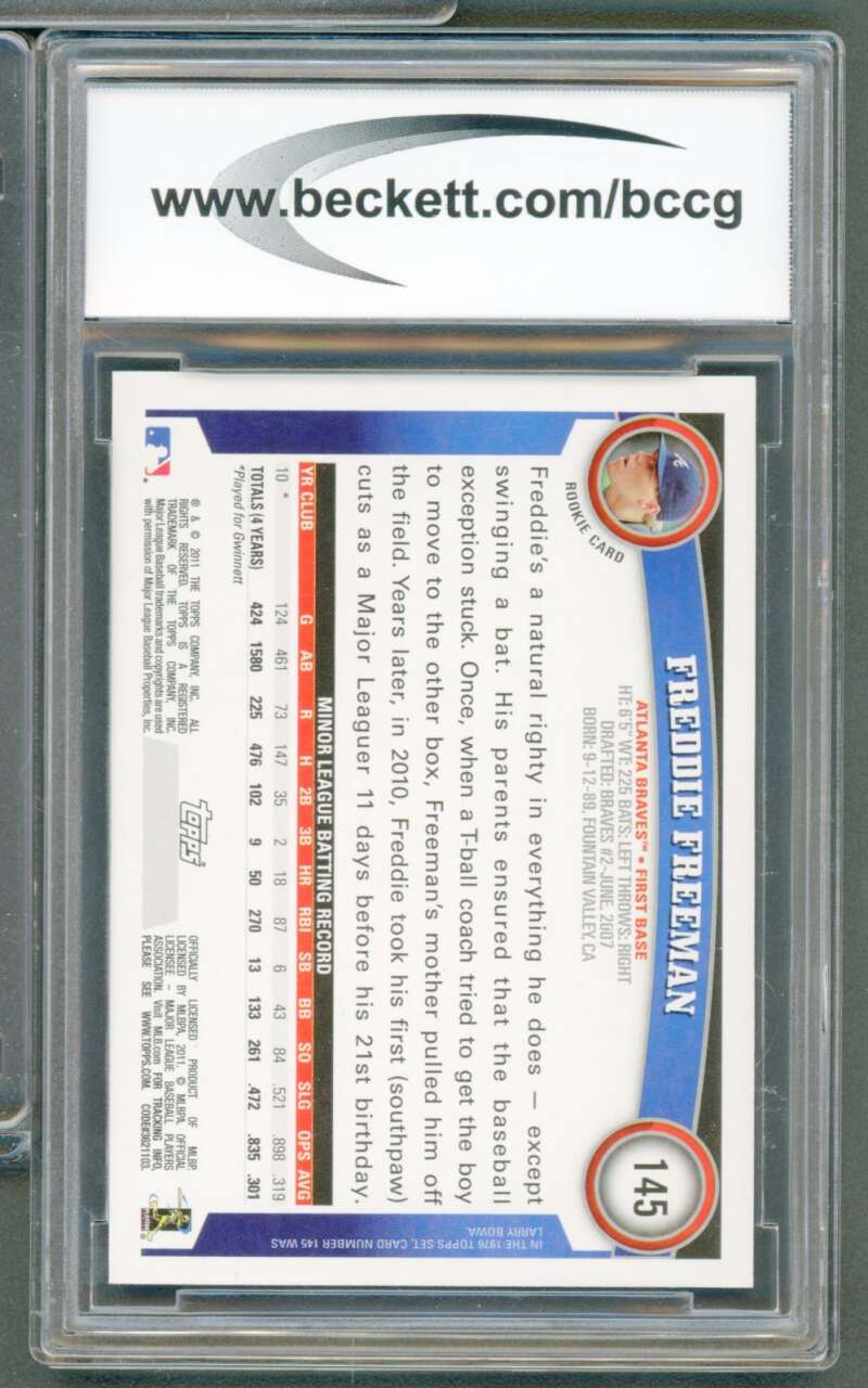 Freddie Freeman Rookie 2011 Topps Diamond Anniversary Factory #145 BGS BCCG 10 Image 2
