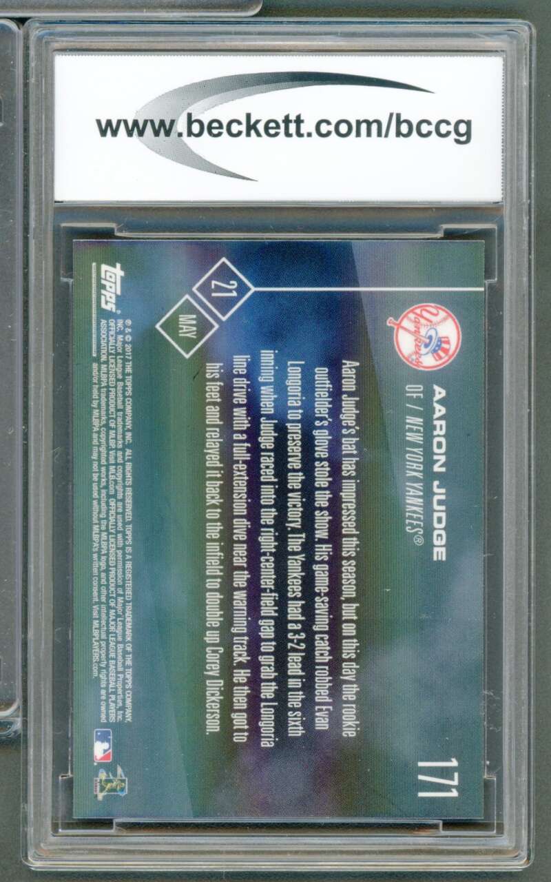 Aaron Judge Rookie Card 2017 Topps Now #171 BGS BCCG 10 Image 2
