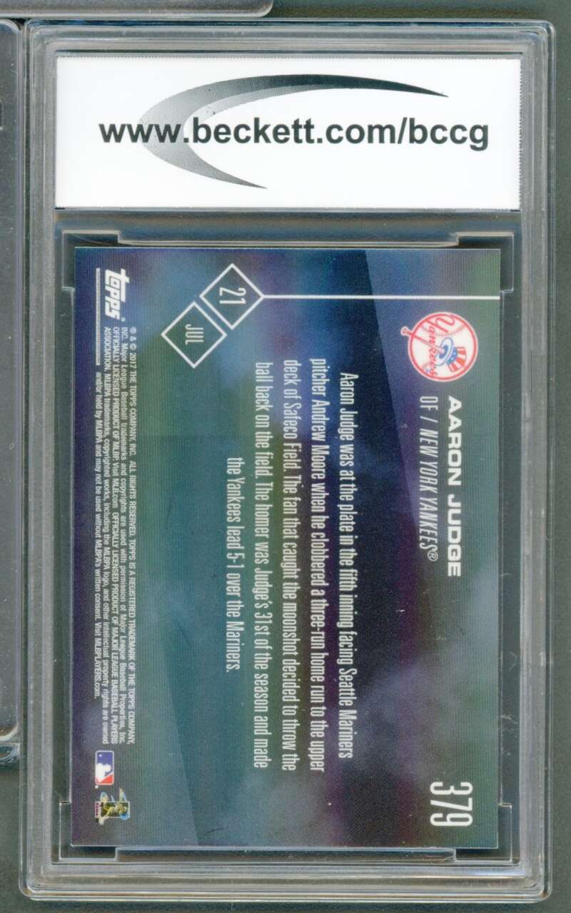 Aaron Judge Rookie Card 2017 Topps Now #379 BGS BCCG 10 Image 2