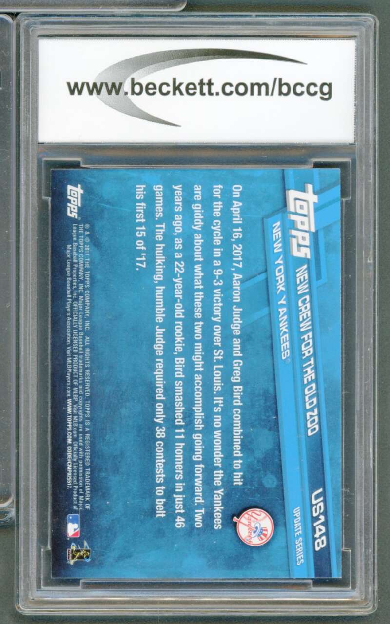Aaron Judge Card 2017 Topps Update #US148 BGS BCCG 10 Image 2