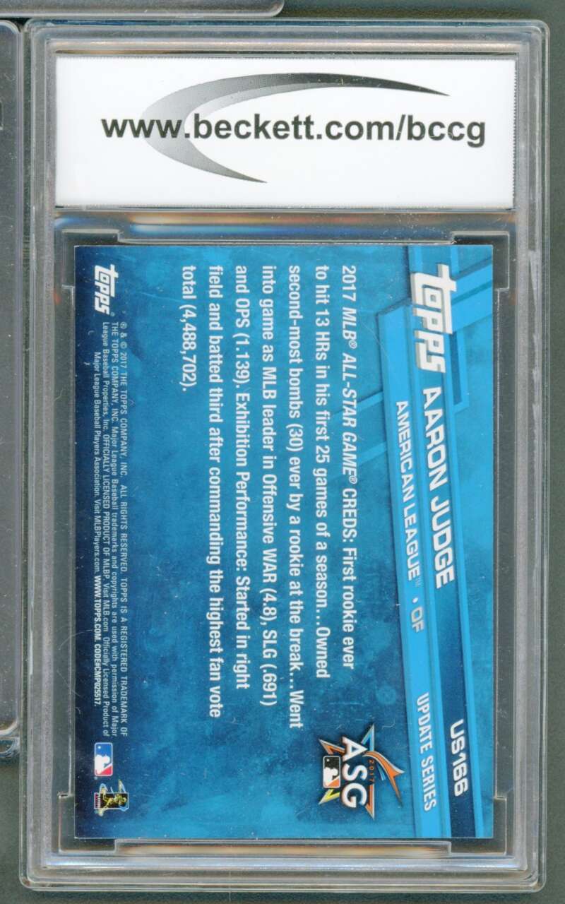 Aaron Judge Rookie Card 2017 Topps Update #US166A BGS BCCG 10 Image 2
