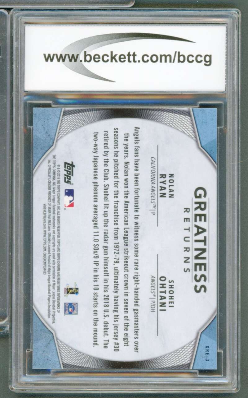 Shohei Ohtani Nolan Ryan 2019 Topps Chrome Greatness Returns #GRE3 BGS BCCG 10 Image 2