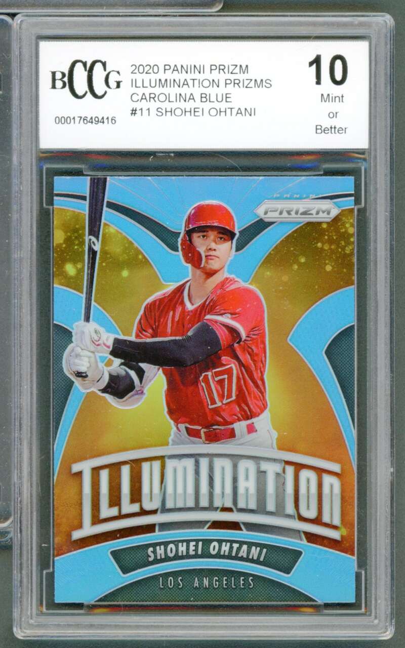 Shohei Ohtani Card 2020 Panini Illumination Prizms Carolina Blue #11 BGS BCCG 10 Image 1
