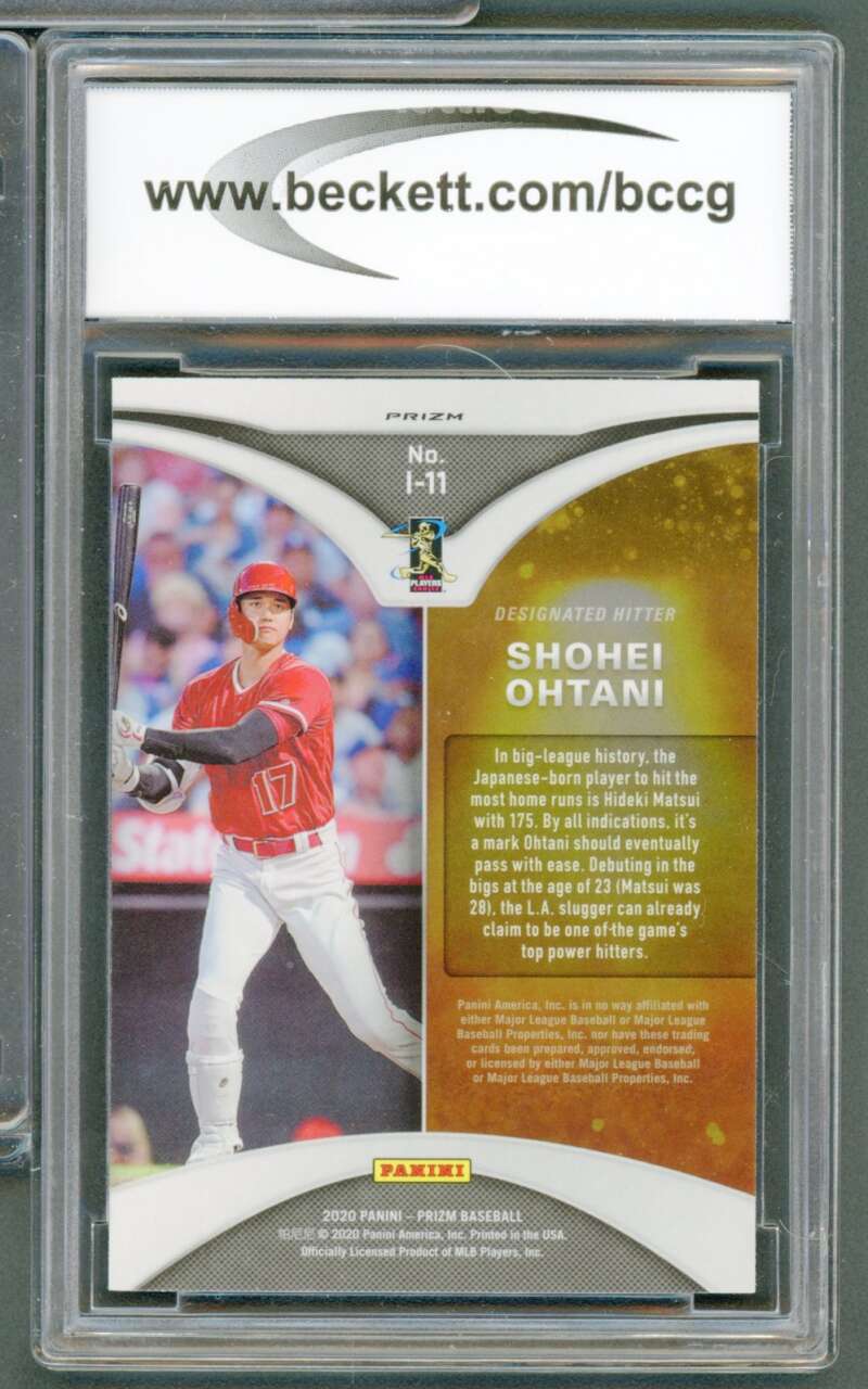 Shohei Ohtani Card 2020 Panini Illumination Prizms Carolina Blue #11 BGS BCCG 10 Image 2