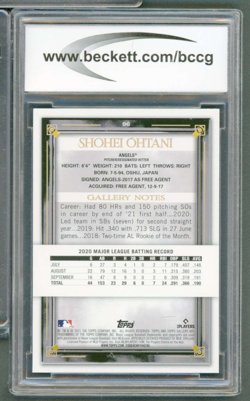 Shohei Ohtani Card 2021 Topps Gallery #96 BGS BCCG 10 Image 2
