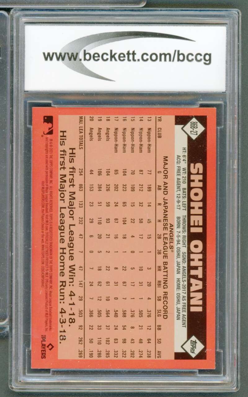 Shohei Ohtani Card 2021 Topps Update #86B27 BGS BCCG 10 Image 2