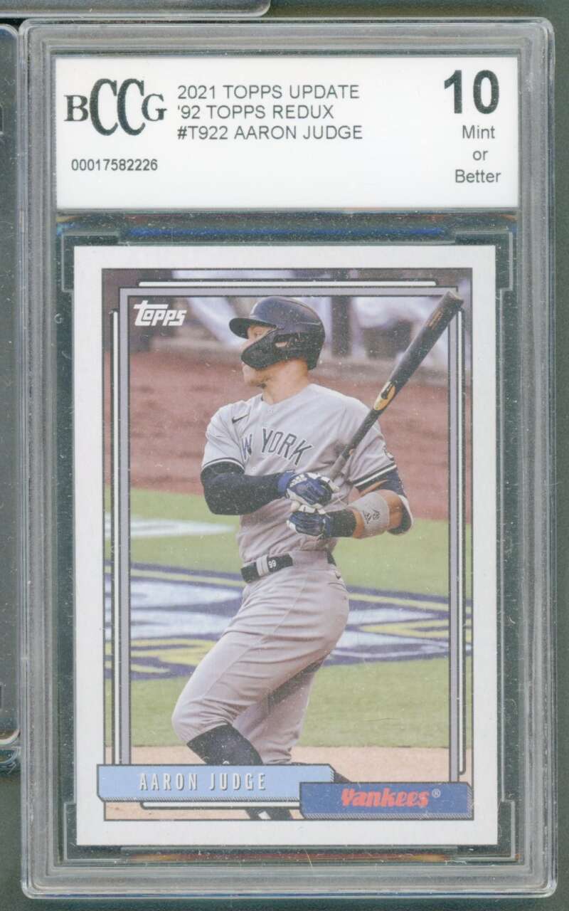 Aaron Judge Card 2021 Topps Update '92 Topps Redux #T922 BGS BCCG 10 Image 1