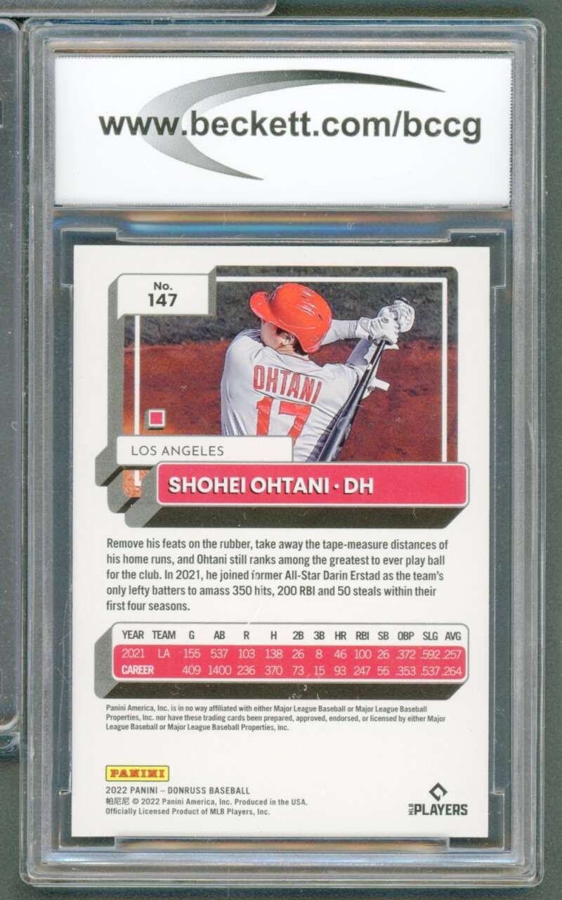 Shohei Ohtani Card 2022 Donruss Red #147 BGS BCCG 9 Image 2