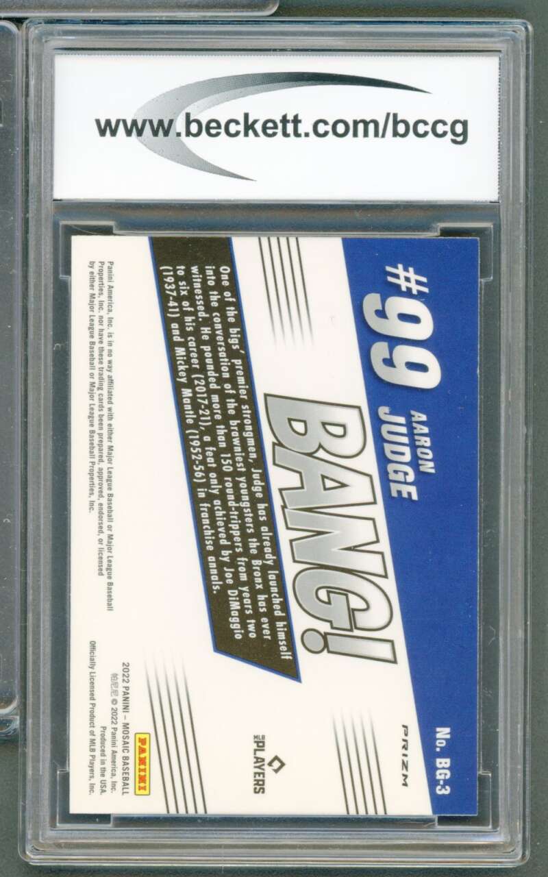 Aaron Judge Card 2022 Panini Mosaic Bang Green #3 BGS BCCG 10 Image 2