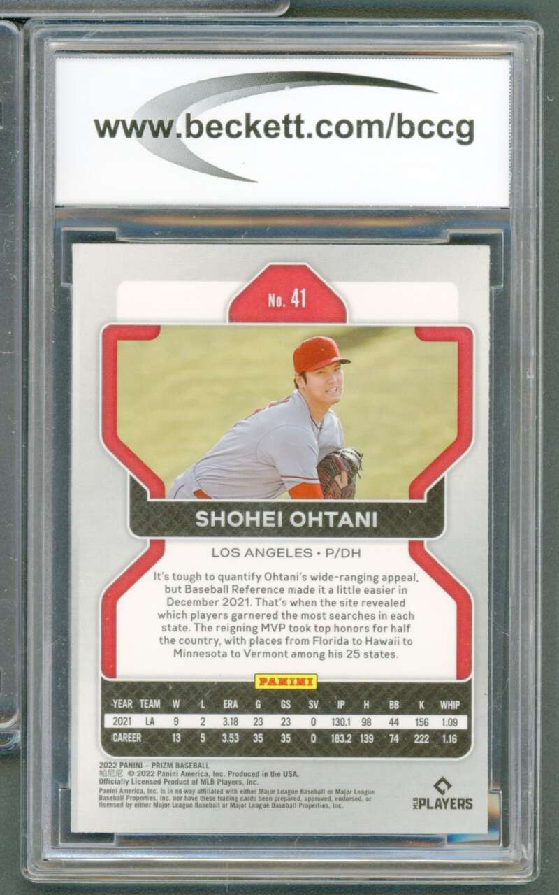 Shohei Ohtani Card 2022 Panini Prizm #41 BGS BCCG 10 Image 2