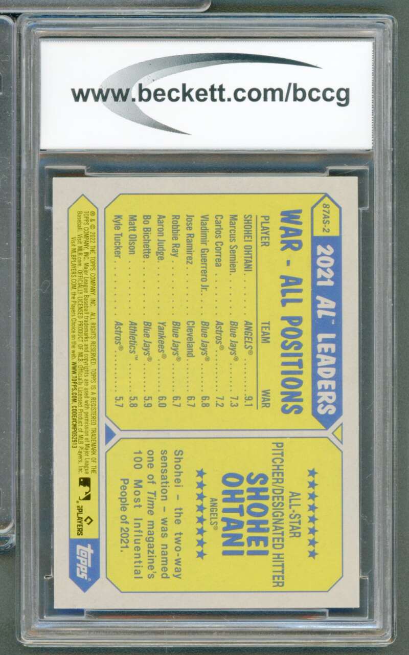 Shohei Ohtani Card 2022 Topps 87 All-Star Blue #87As2 BGS BCCG 10 Image 2