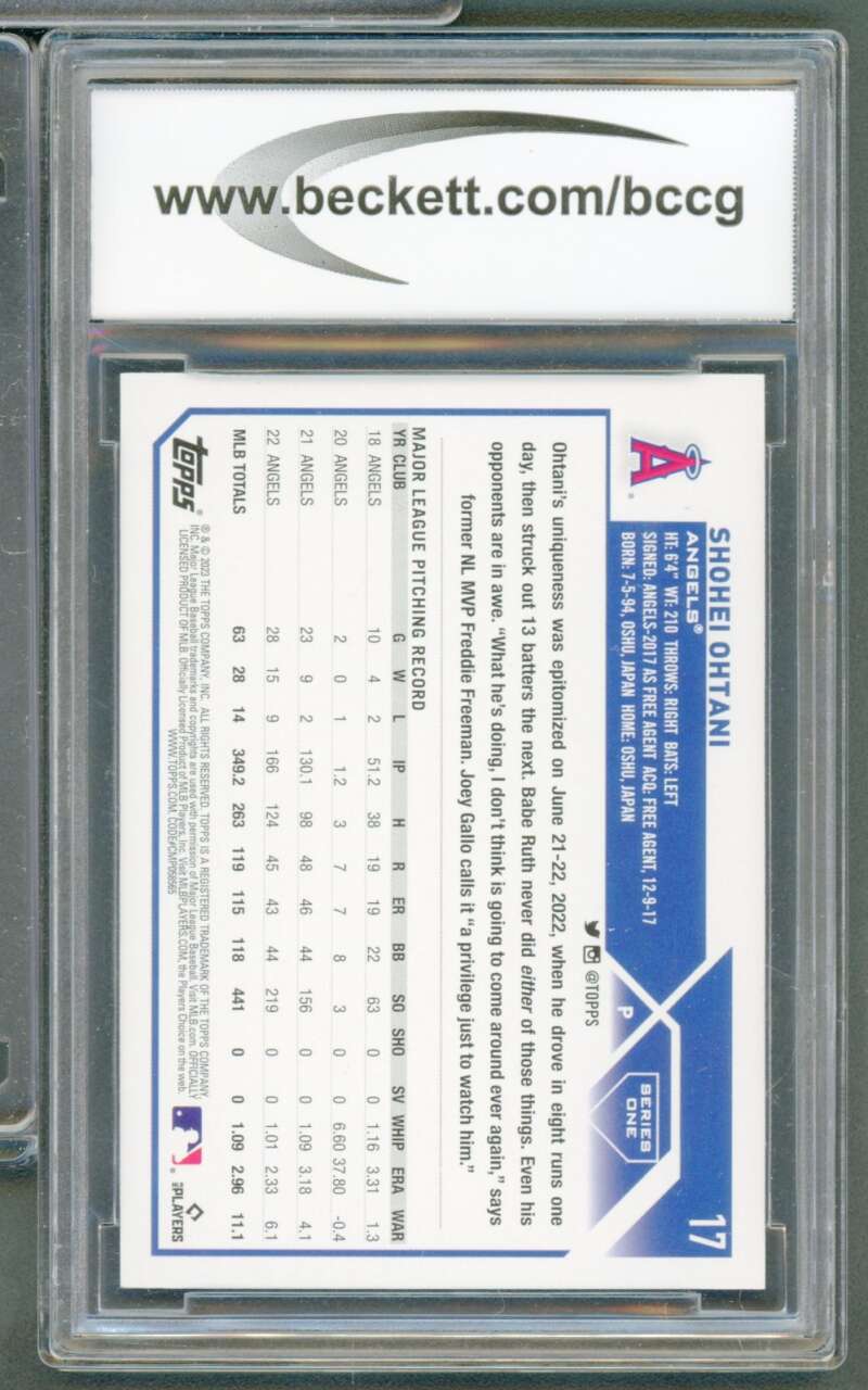 Shohei Ohtani Card 2023 Topps #17 BGS BCCG 10 Image 2