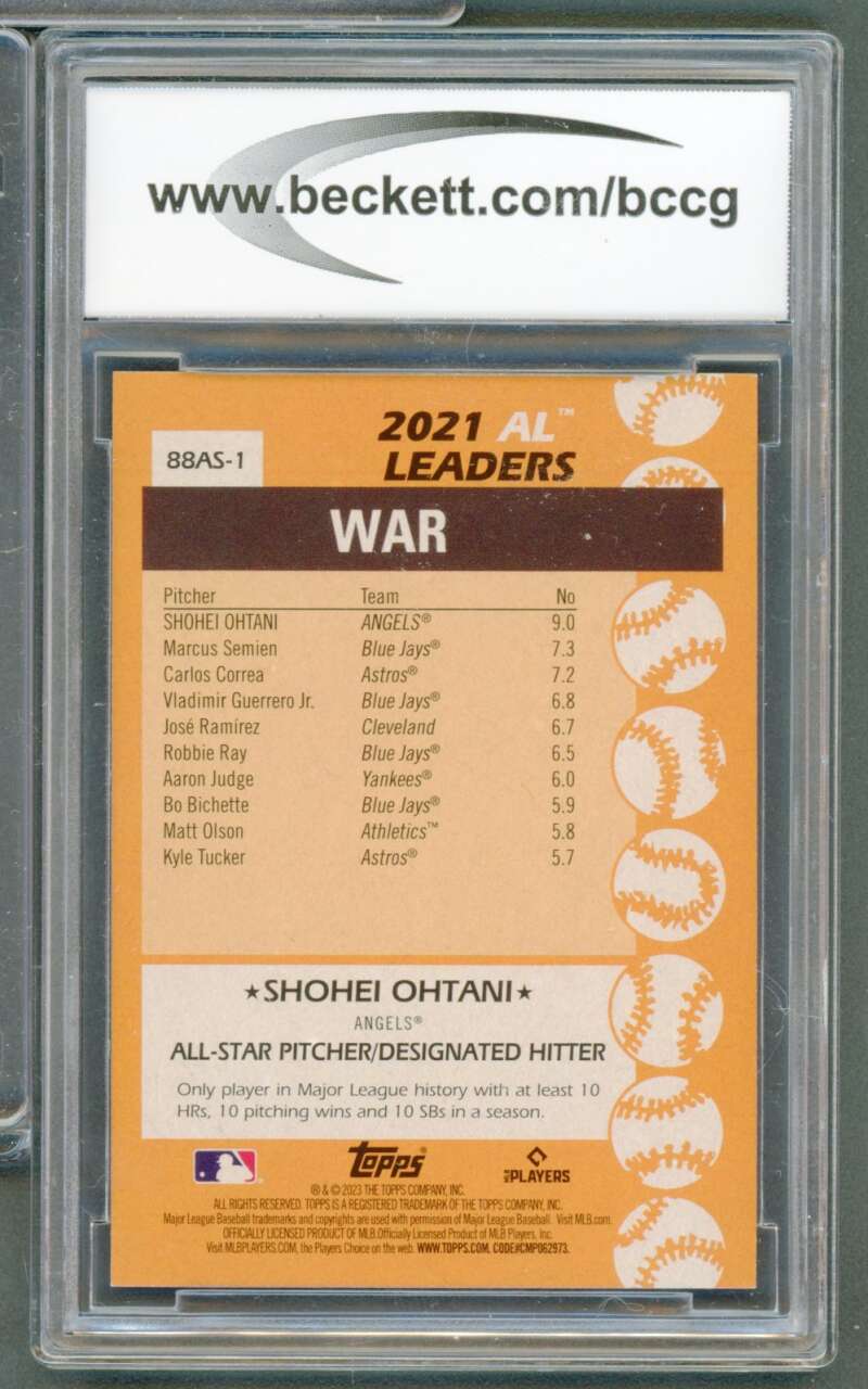 Shohei Ohtani Card 2023 Topps '88 Topps All Star #88As1 BGS BCCG 10 Image 2