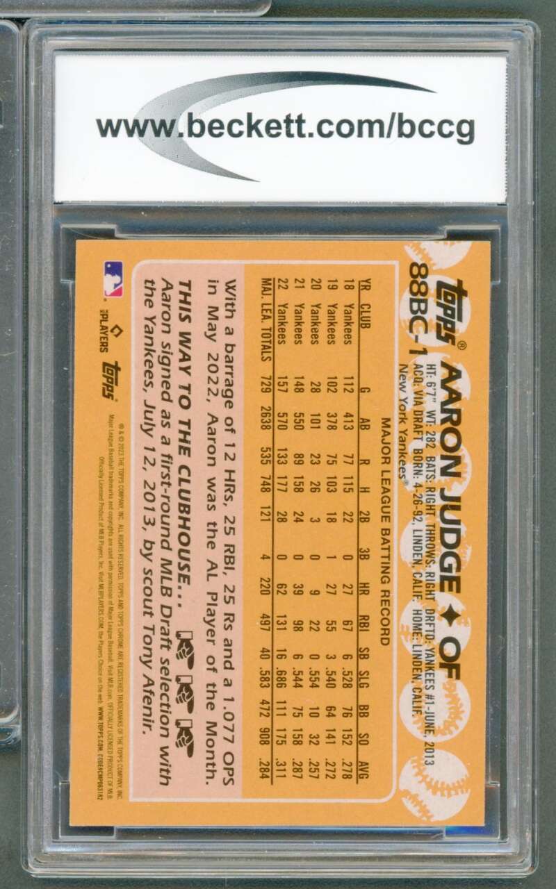 Aaron Judge Card 2023 Topps Chrome #88Bc1 BGS BCCG 9 Image 2