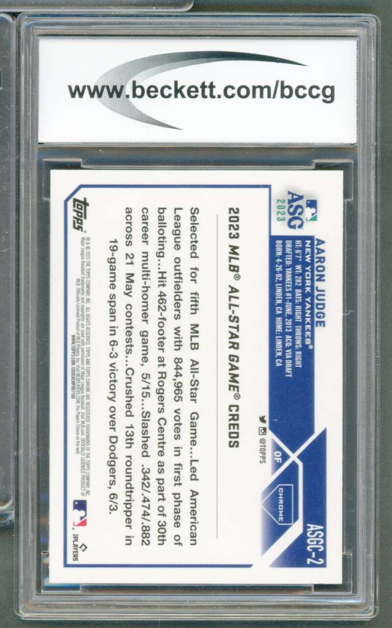Aaron Judge Card 2023 Topps Chrome Update All Star Game #ASGC2 BGS BCCG 10 Image 2