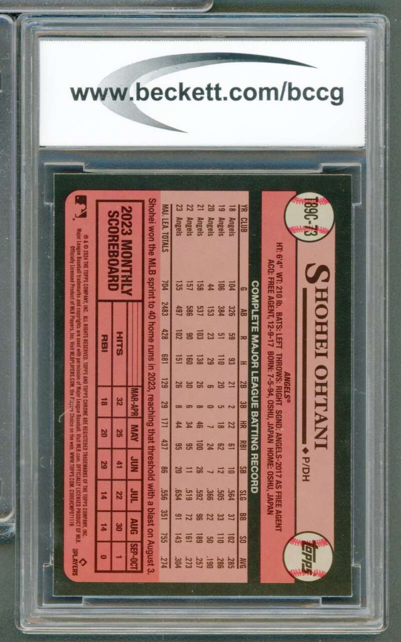 Shohei Ohtani Card 2024 Topps '89 Topps Silver Pack Chrome #T89C73 BGS BCCG 10 Image 2