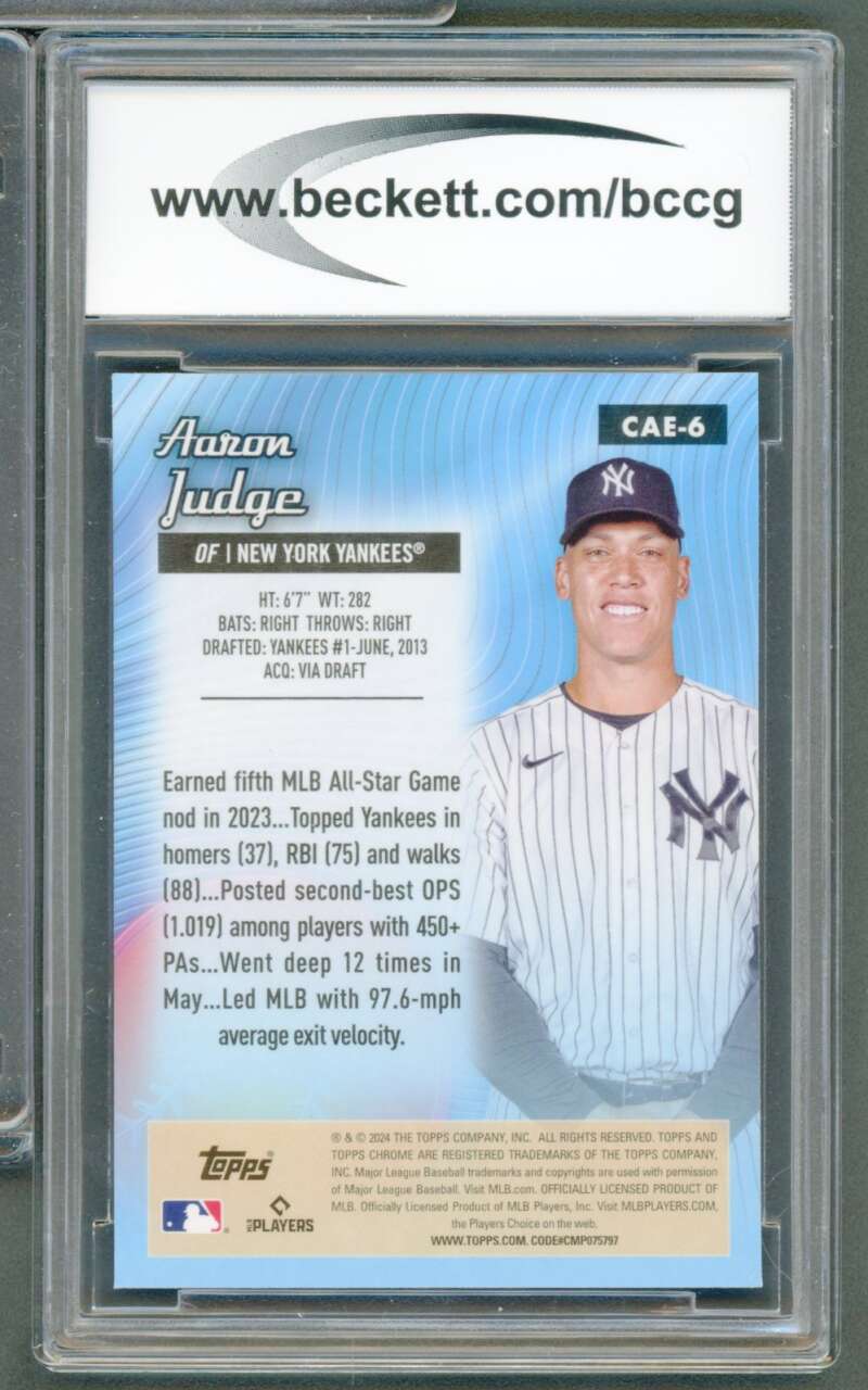 Aaron Judge Card 2024 Topps Chrome All Tech #CAe6 BGS BCCG 10 Image 2