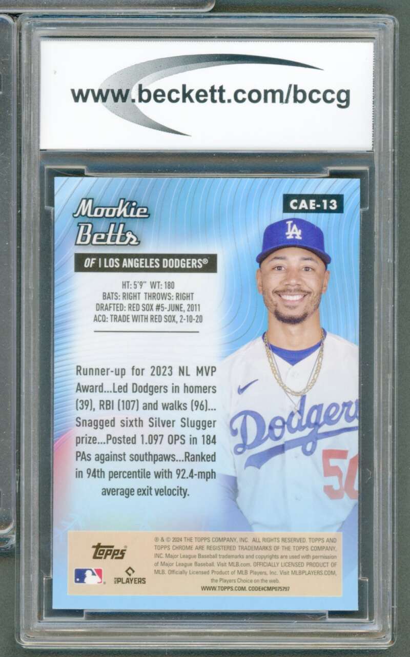 Mookie Betts Card 2024 Topps Chrome All Tech #Cae13 BGS BCCG 10 Image 2
